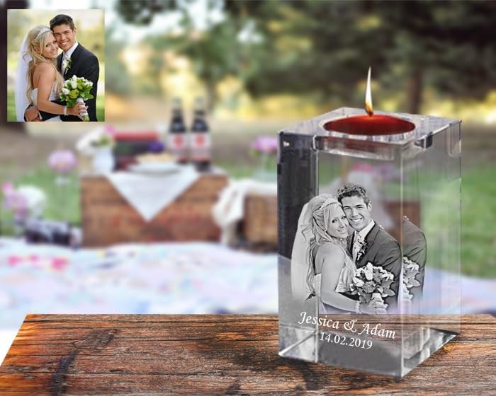 Kişiye Özel Tasarımlı 3D Fotoğraflı Kristal Mumluk Hediyelik Anı / 1850