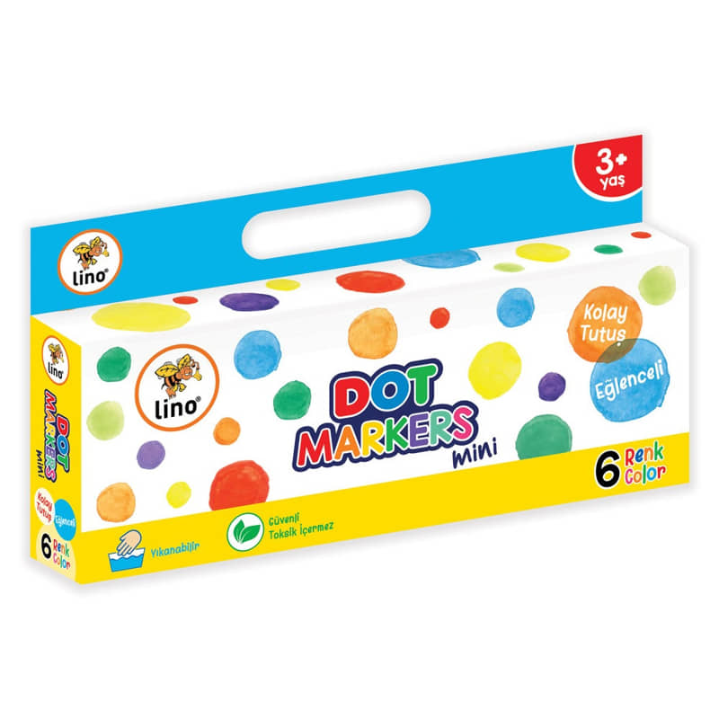 Lino 6'lı Mini Dot Marker Boya Seti Lino 6'lı Mini Dot Marker Boya Seti