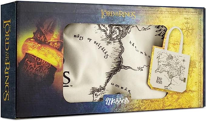 Lord Of The Rings "Lort Map" Baskılı Bez Gabardin Krem Kol Çantası Lord Of The Rings "Lort Map" Baskılı Bez Gabardin Krem Kol Çantası