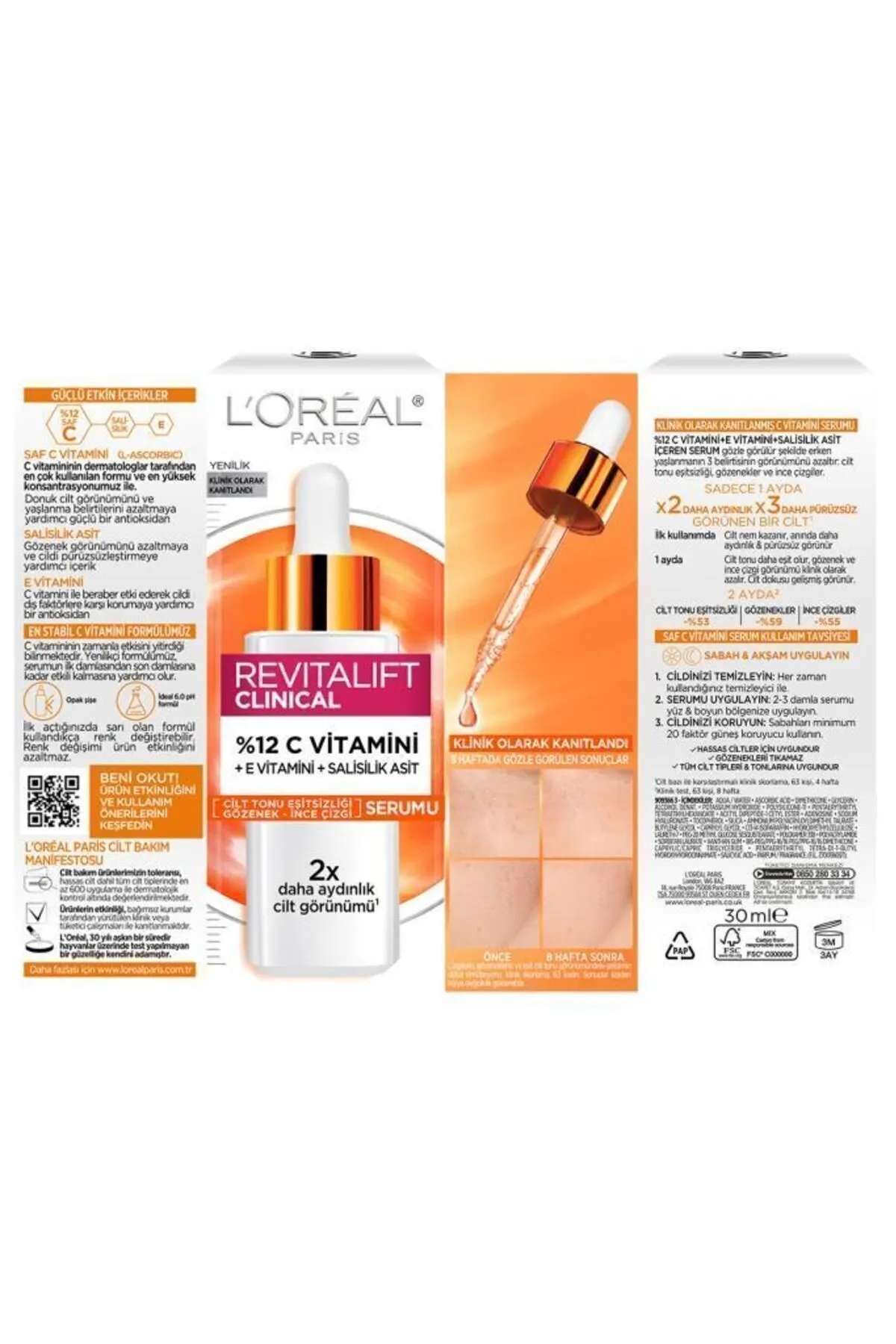 L'Oreal Paris Revitalift Clinical %12 Saf C Vitamini Aydınlatıcı Serum 30ml / 069780 L'Oreal Paris Revitalift Clinical %12 Saf C Vitamini Aydınlatıcı Serum 30ml / 069780