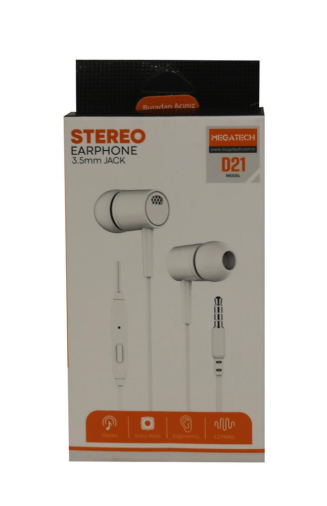 Megatech D21 Stereo Mikrofonlu Kulaklık Beyaz Megatech D21 Stereo Mikrofonlu Kulaklık Beyaz