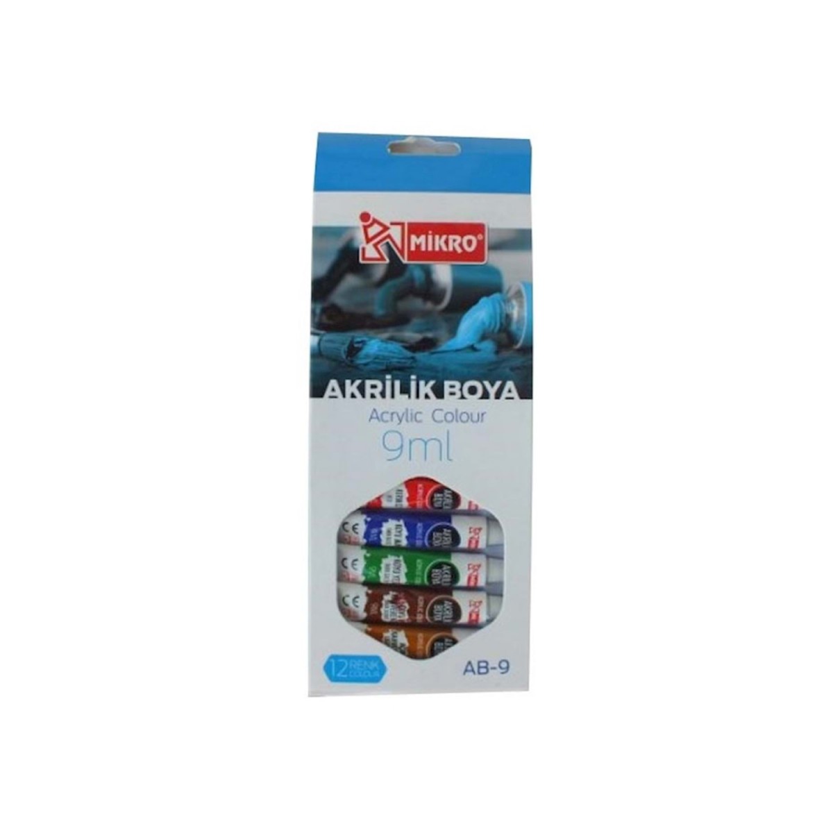 Mikro 12 Renk Tüplü  12x9 Ml Ab-9 Akrilik Boya