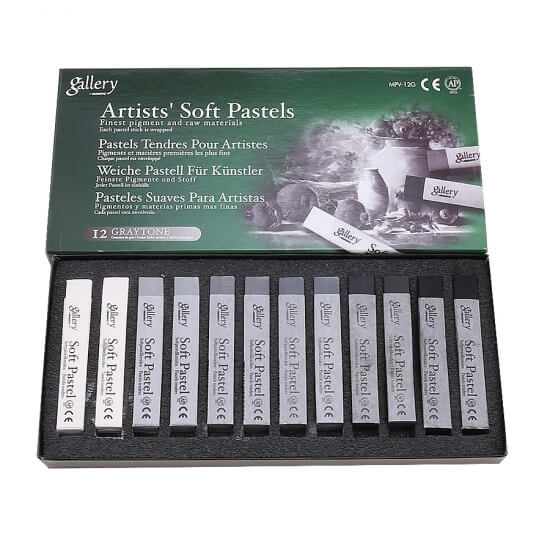 Mungyo Gallery Artists 12'li Tam Boy Toz Pastel (soft Pastel) Set - Gray Tones (Gri Tonları)