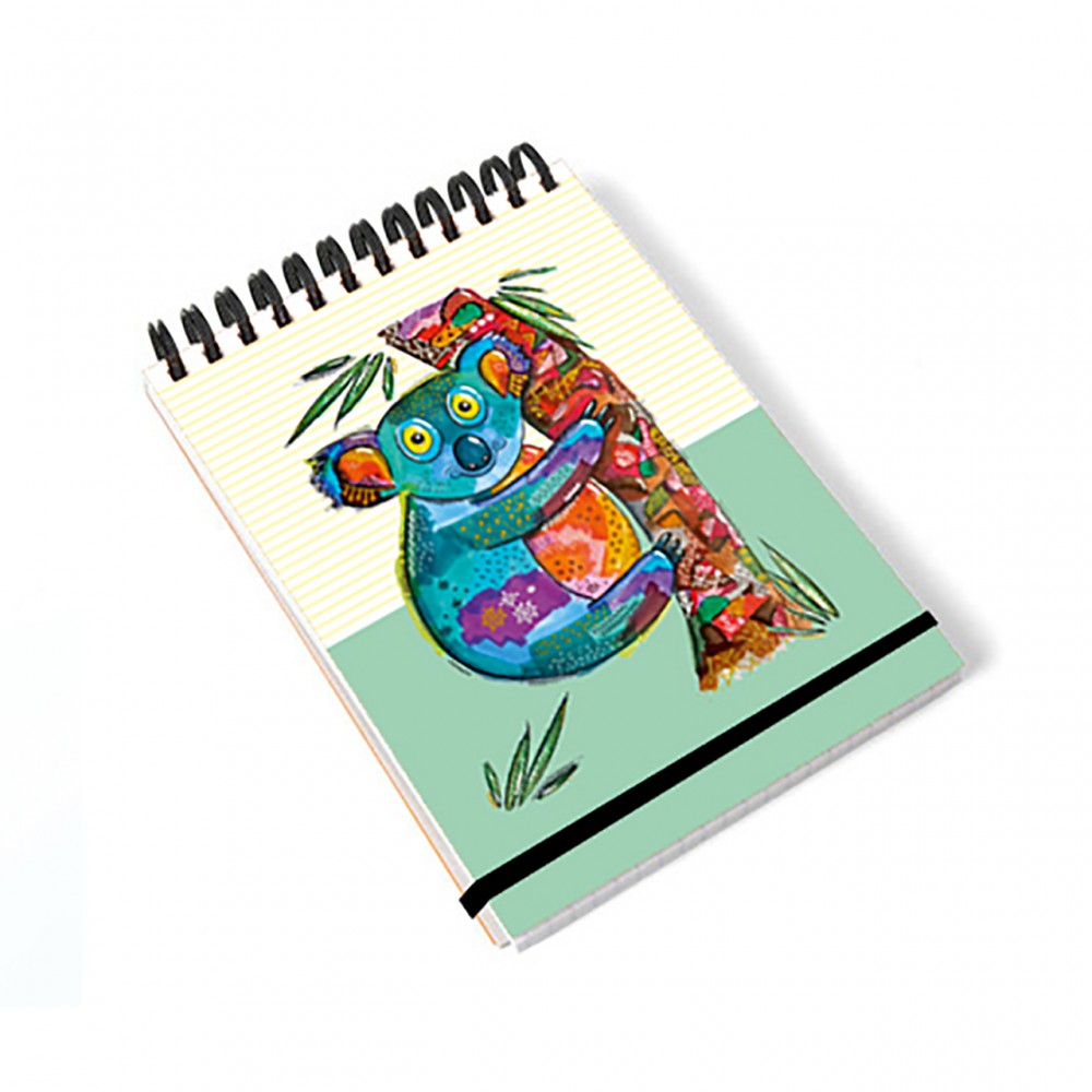 Paklon Desenli Sert Kapak 11x14 Cm Üstten Spiralli Defter 100 Yp Kareli - Koala