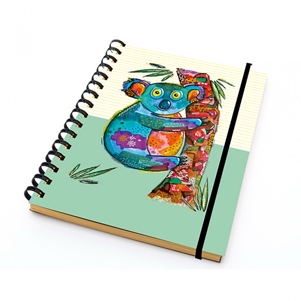 Paklon Desenli Sert Kapak 14x21 Cm Spiralli Defter 100 Yp Kareli - Koala