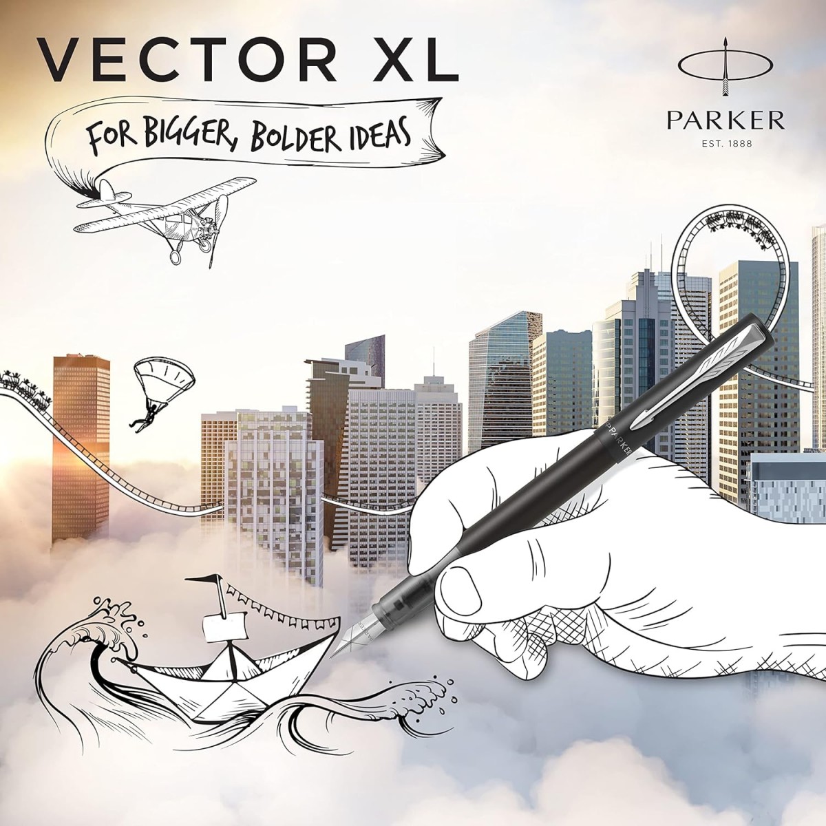 Parker Vector XL Mat Dolma Kalem, M Uç - Siyah /