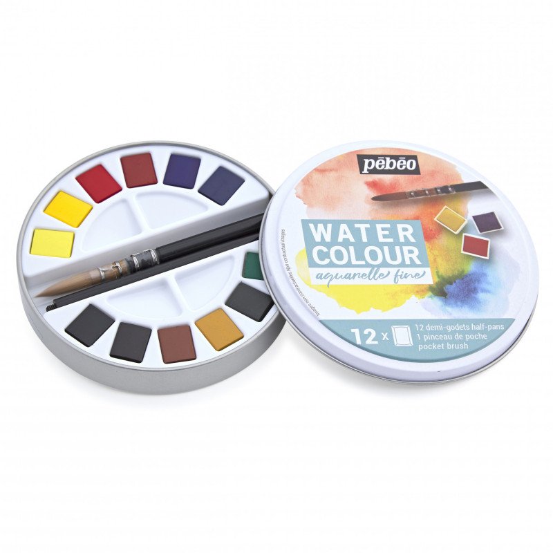 Pebeo Aquarelle Fine 12'li Tablet Sulu Boya Teneke / 300075 Pebeo Aquarelle Fine 12'li Tablet Sulu Boya Teneke / 300075