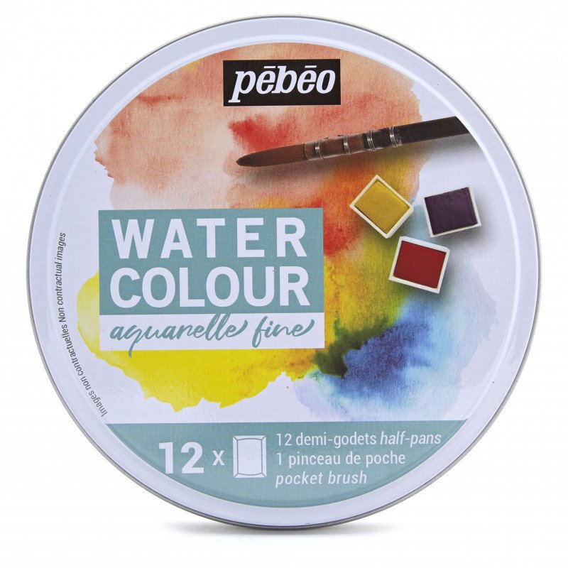 Pebeo Aquarelle Fine 12'li Tablet Sulu Boya Teneke / 300075 Pebeo Aquarelle Fine 12'li Tablet Sulu Boya Teneke / 300075