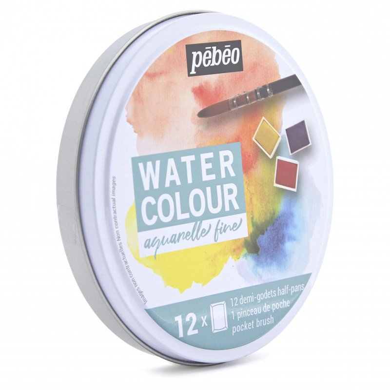 Pebeo Aquarelle Fine 12'li Tablet Sulu Boya Teneke / 300075 Pebeo Aquarelle Fine 12'li Tablet Sulu Boya Teneke / 300075