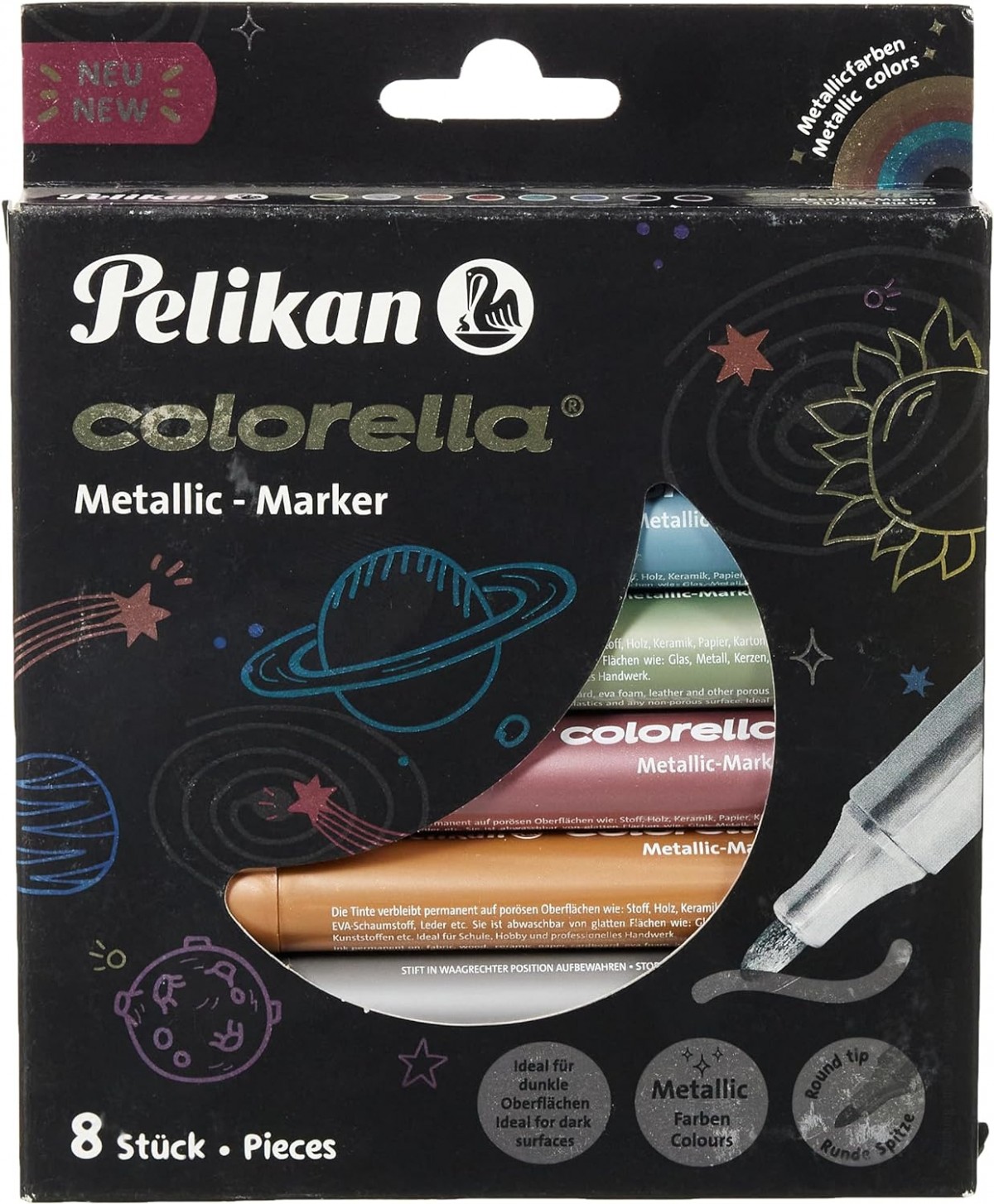 Pelikan Colorella 8'li Jumbo Metalik Keçeli Boya Kalemi / 411-FB8
