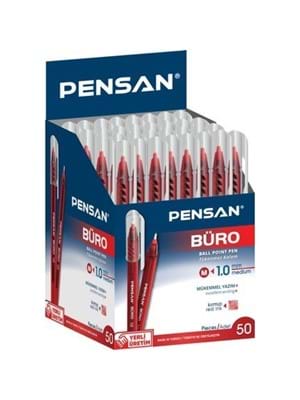 Pensan Büro 1.0mm Tükenmez Kalem 50'li Kutu - Kırmızı Pensan Büro 1.0mm Tükenmez Kalem 50'li Kutu - Kırmızı