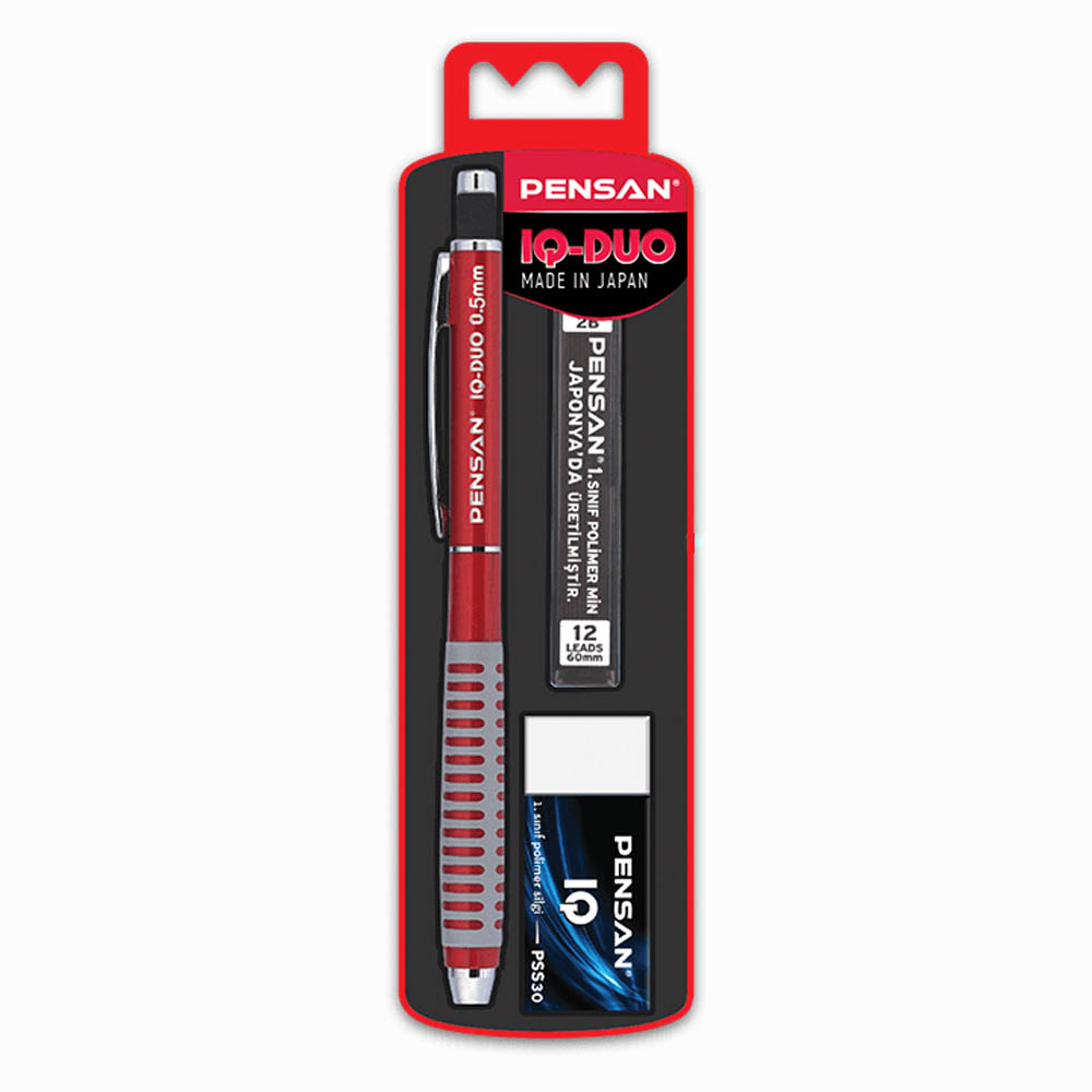 Pensan IQ Duo 0.5mm Mekanik Kurşun Kalem Seti - Kırmızı