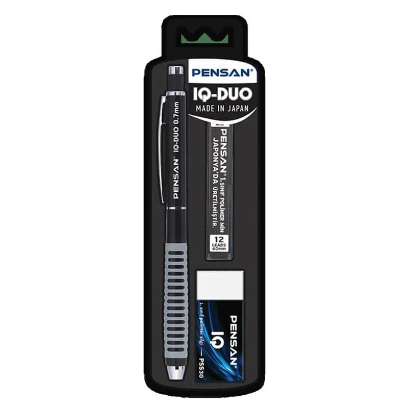 Pensan IQ Duo 0.7mm Mekanik Kurşun Kalem Okul Seti Siyah /