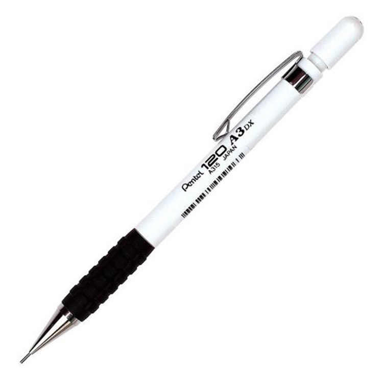 Pentel 120 A3 Dx 0.7mm Mekanik Kurşun Kalem Beyaz / Pentel 120 A3 Dx 0.7mm Mekanik Kurşun Kalem Beyaz /