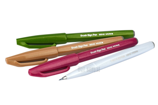 Pentel Brush Sign Pen Fırça Uçlu Kalem 4'lü Set - Nature