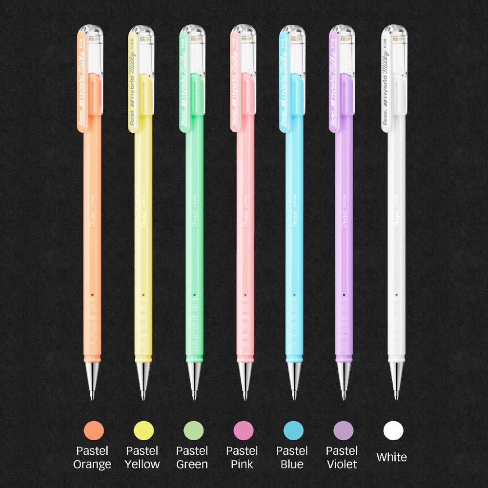 Pentel Hybrid Milky 0.8mm 7'li Pastel Jel Kalem Set