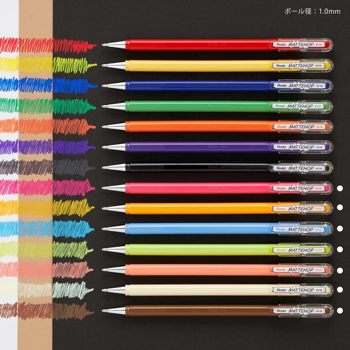 Pentel MatteHop 1.0mm Siyah Kağıda Yazabilen Jel Kalem Yeşil