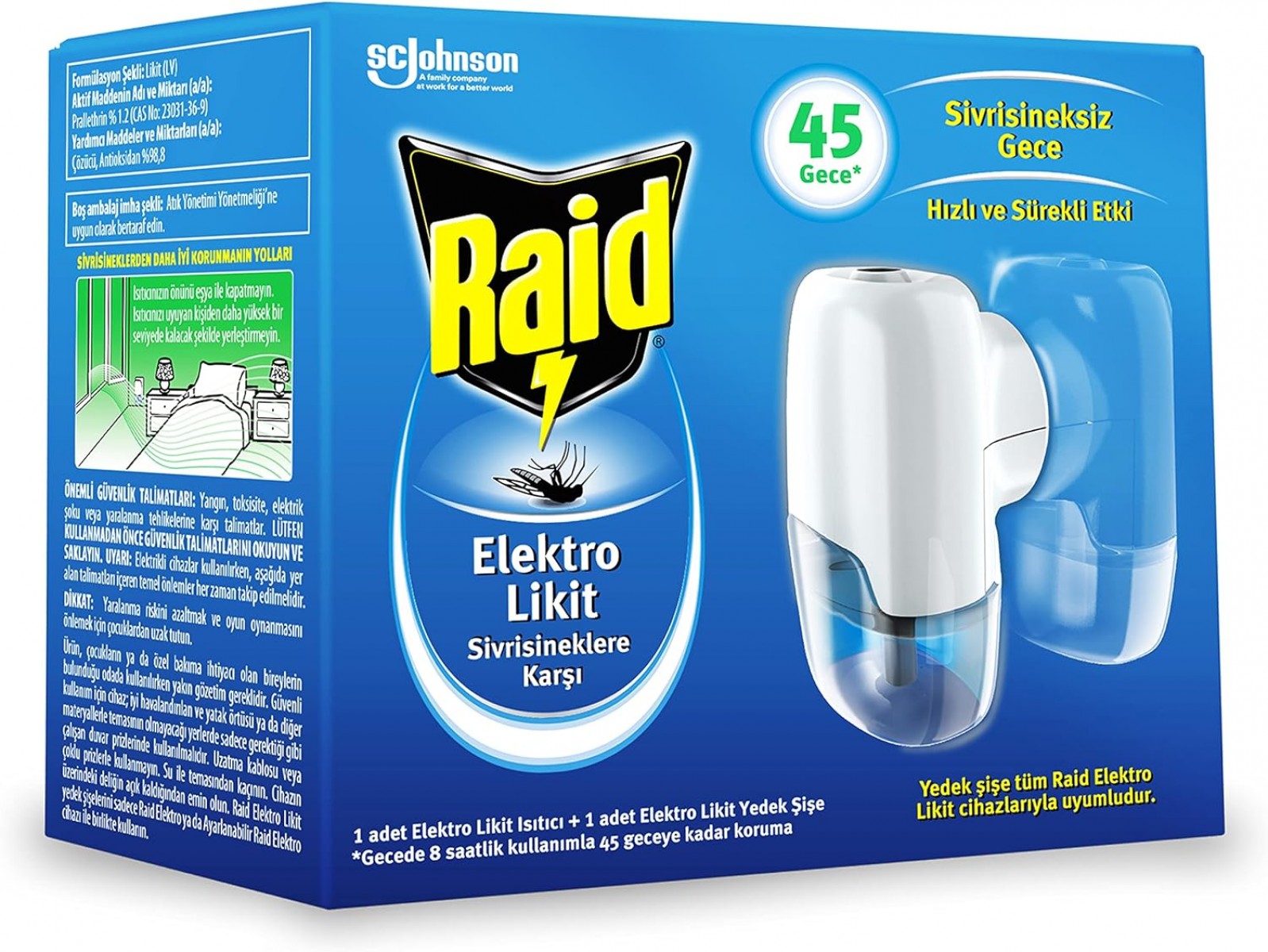 Raid Elektro Likit 45 Gece Sinek Kovucu (1 x 27,4 mL)