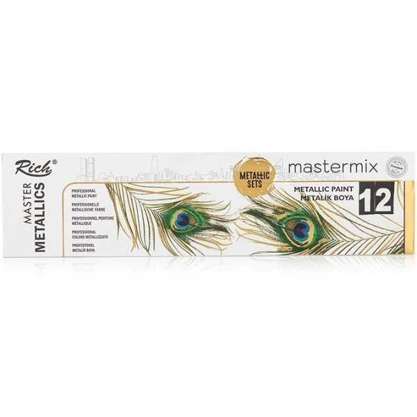 Rich Mastermix 12x60cc Akrilik Boya METALİK RENKLER Set / 14296 Rich Mastermix 12x60cc Akrilik Boya METALİK RENKLER Set / 14296