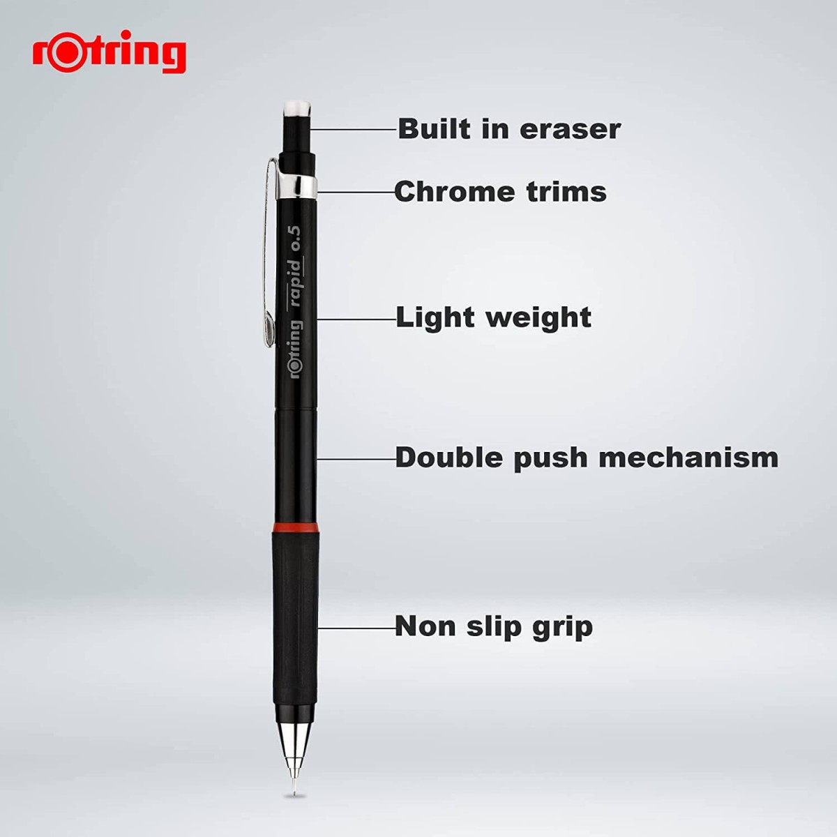 Rotring Rapid 0.5mm Mekanik Kurşun Kalem Siyah / 1904730