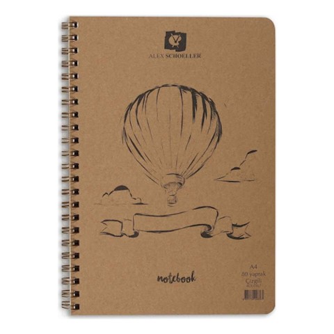 Alex Schoeller A6 Spiralli Sert Kapak 80 yp Kraft Defter -Kareli ALX.0350