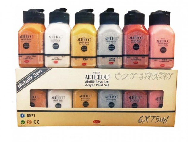 Artdeco Akrilik Boya 6x75 ml Metalik Renkler