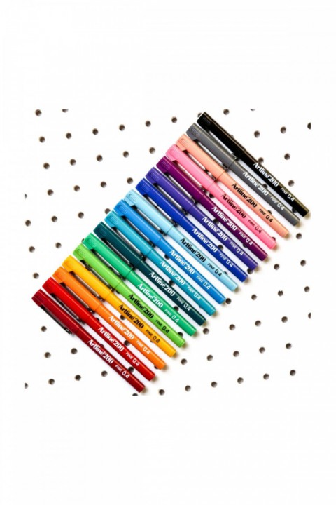 Artline 200 Fineliner 0.4 Mm Ince Uçlu Yazı Ve Çizim Kalemi 15 Renk Set