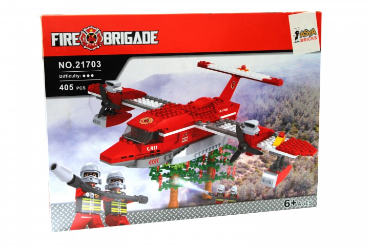 Asya Lego Fire Brigade 405 Parça Çocuk Lego Seti - Fire Airplane