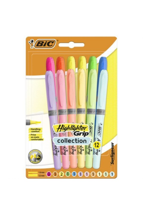Bic Pastel 6 Pastel + 6 Canlı Renk 12'li Fosforlu Kalem - Blisterli