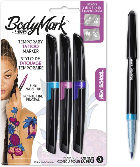 Bic Tatoo Body Mark Geçici Dövme Kalemi 3'lü Bilister - New School