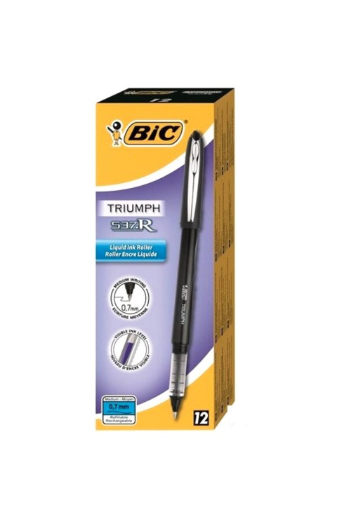Bic Triumph 537R Roller Kalem 0.5mm 12'li Kutu - Siyah