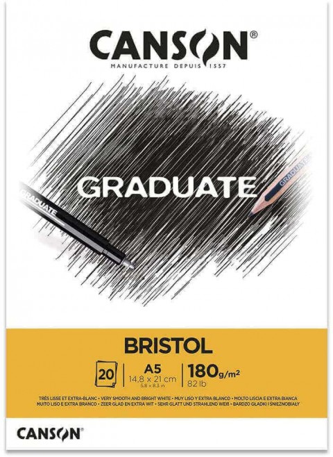 Canson Graduate Bristol A5 180gr 20yp Blok / 400110382