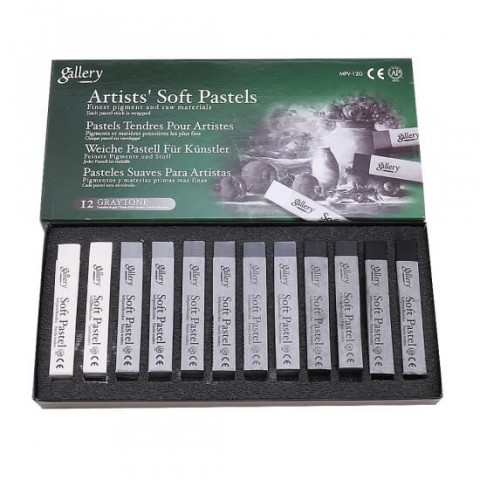 Mungyo Gallery Artists 12'li Tam Boy Toz Pastel (soft Pastel) Set - Gray Tones (Gri Tonları)