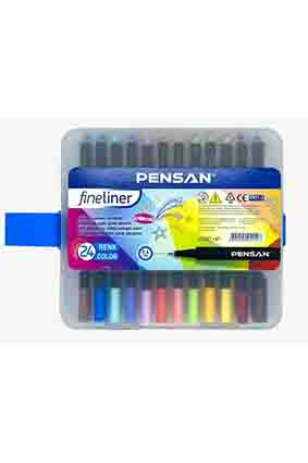 Pensan 6500 Fineliner 0.4 mm Keçe Uçlu Kalem 24 Renk Set
