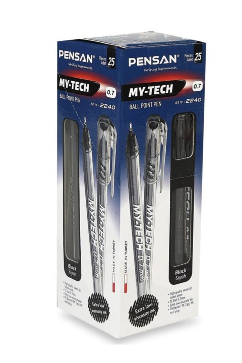 Pensan My-Tech 0.7mm Tükenmez Kalem 25'li Kutu - Siyah