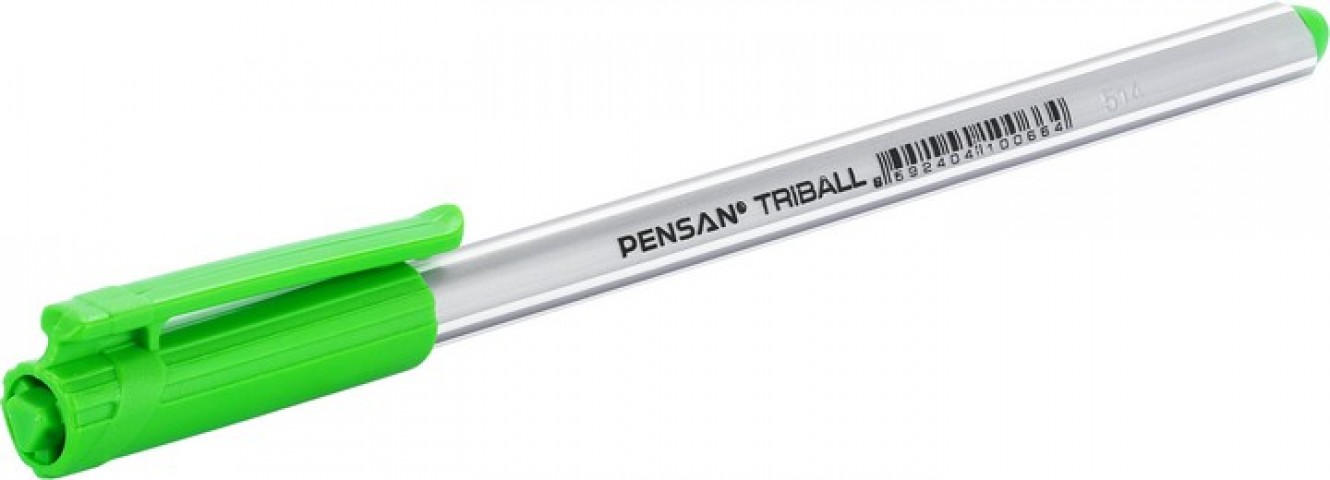 Pensan Triball 1mm Üçgen Gövdeli Tükenmez Kalem 12'li Kutu Açık Yeşil