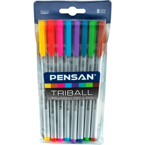 Pensan Triball Renkli 8 Li Vakumlu Tükenmez Kalem Seti