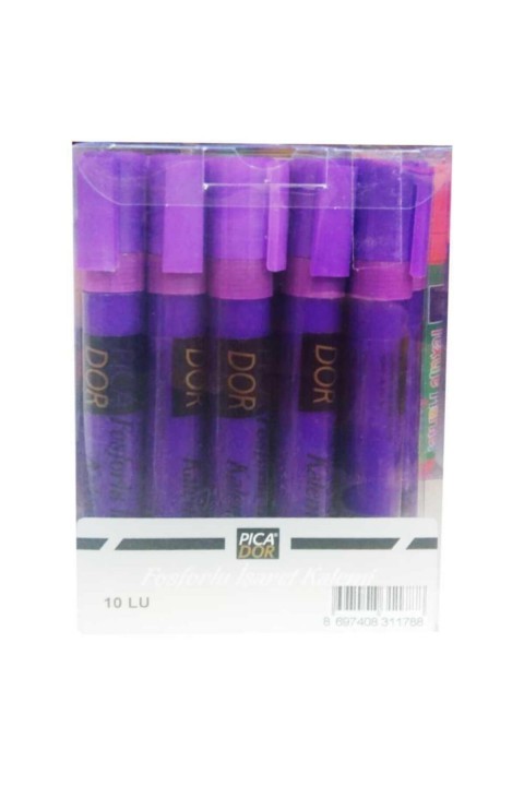 Picador Fosforlu Kalem Seti 10'lu Kutu - PASTEL Mor