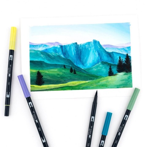 Tombow ABT Dual Brush Pen Grafik Kalemi 10'lu Set - Landscape