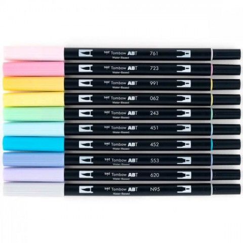 Tombow ABT Dual Brush Pen Grafik Kalemi 10'lu Set - Pastel Colors