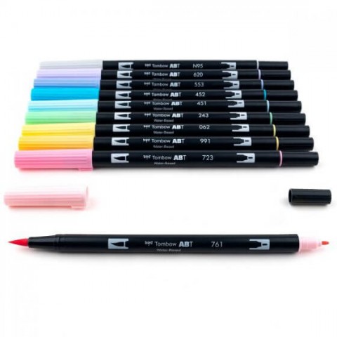 Tombow ABT Dual Brush Pen Grafik Kalemi 10'lu Set - Pastel Colors