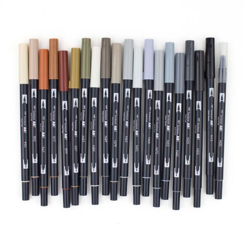Tombow ABT Dual Brush Pen Grafik Kalemi 20'li Set - Neutral
