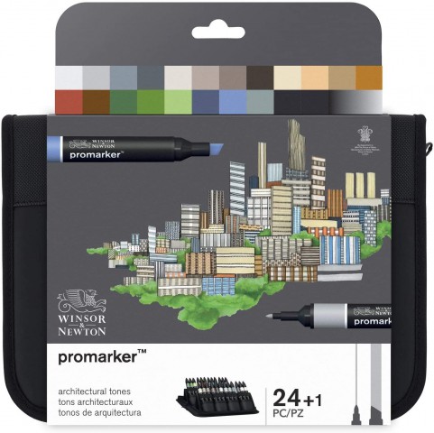Winsor Newton Promarker 24'lü Wallet Set - Mimari Tonlar (Architectural Tones)