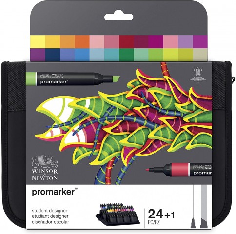Winsor Newton Promarker 40 Parça A5 - Öğrenci Seti  (Student Designer+ Drawing 11'li + 4'lü Mono Rs + A5 Marker Pad)