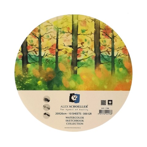 Alex Schoeller 300gr 20x20cm 10yp Yuvarlak Sulu Boya Defteri