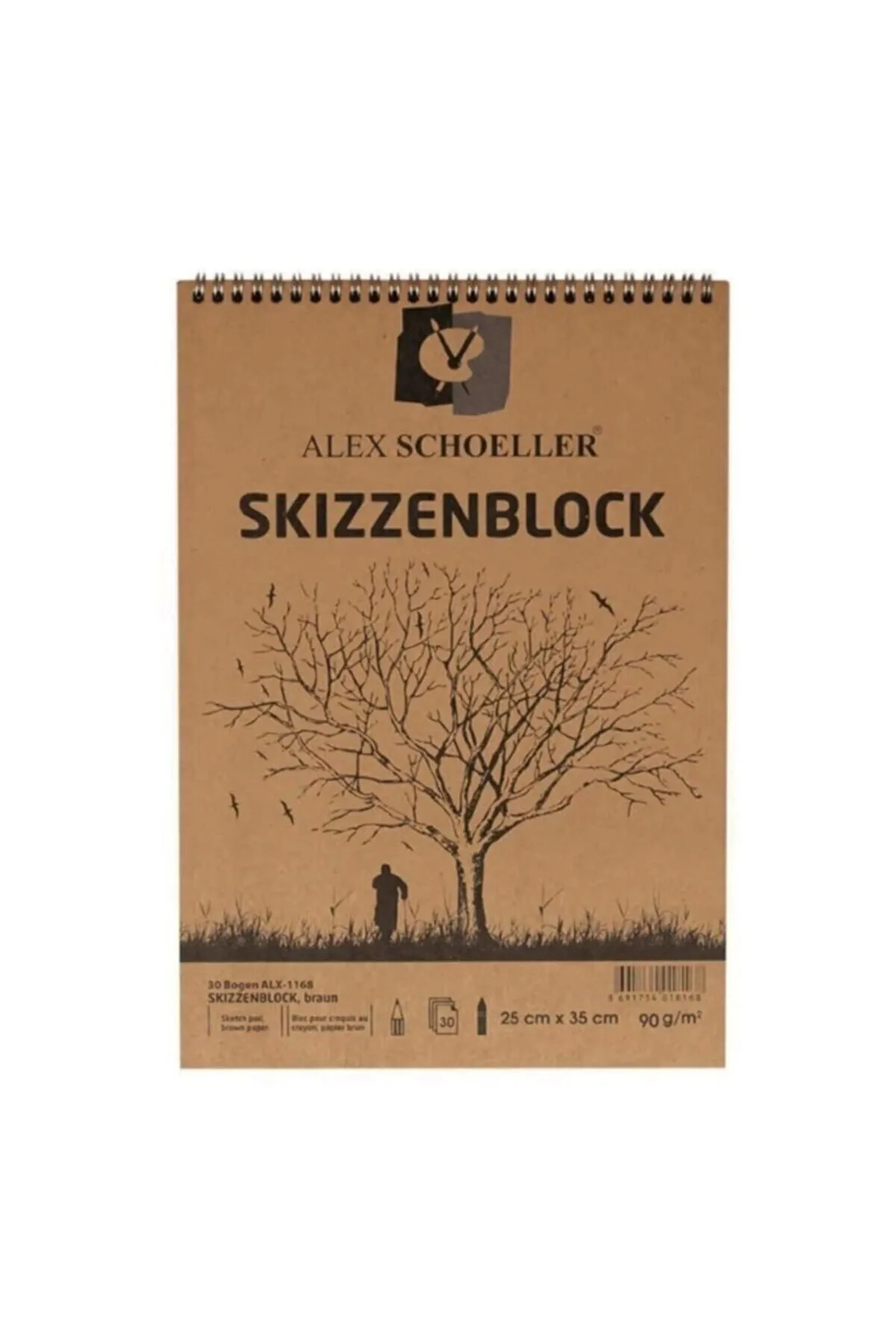 Alex Schoeller Spiralli Kraft 25x35cm 90gr 30yp Eskiz Defteri / ALX.1168