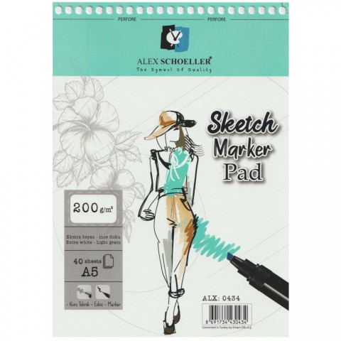 Alex Schoeller Spiralli Sketch Marker Pad 200gr A5 40 Yaprak / ALX:0434