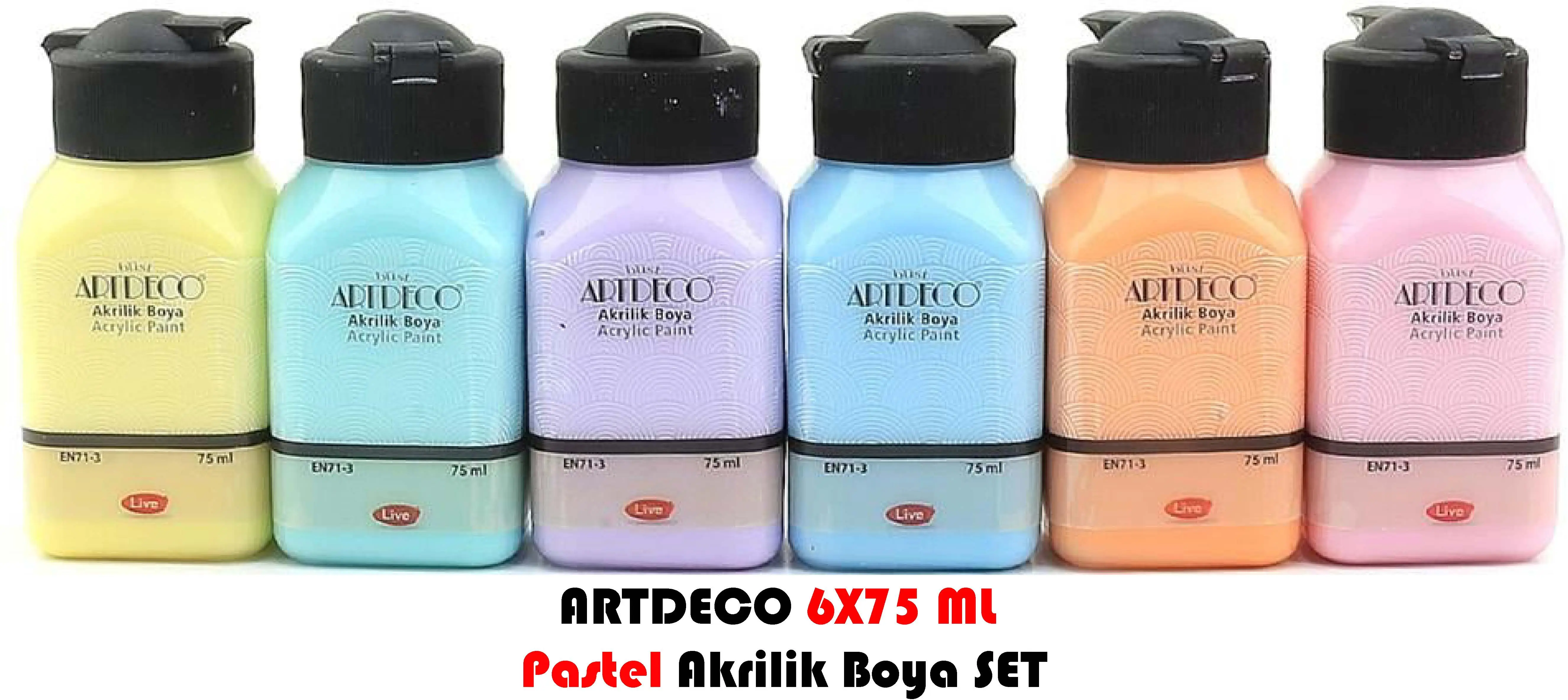 Artdeco Akrilik Boya SET 12 Adet 140 ml + 6 Adet 75ml  PASTEL