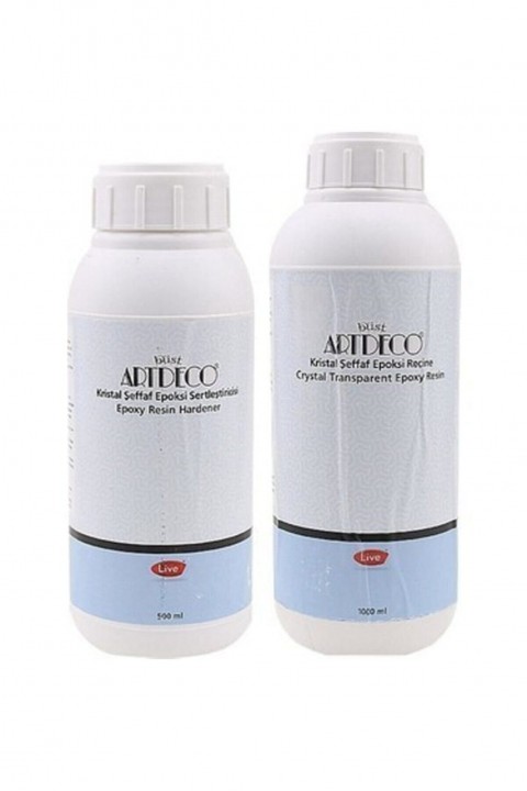Artdeco Kristal Şeffaf Epoksi Sertleştirici 500ml + Epoksi Reçine 1000ml