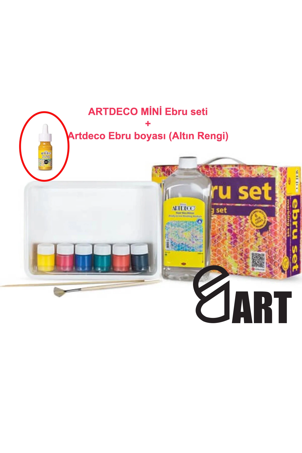 Artdeco Mini Boy 6 Renk Ebru Seti ve 1 adet Altın rengi